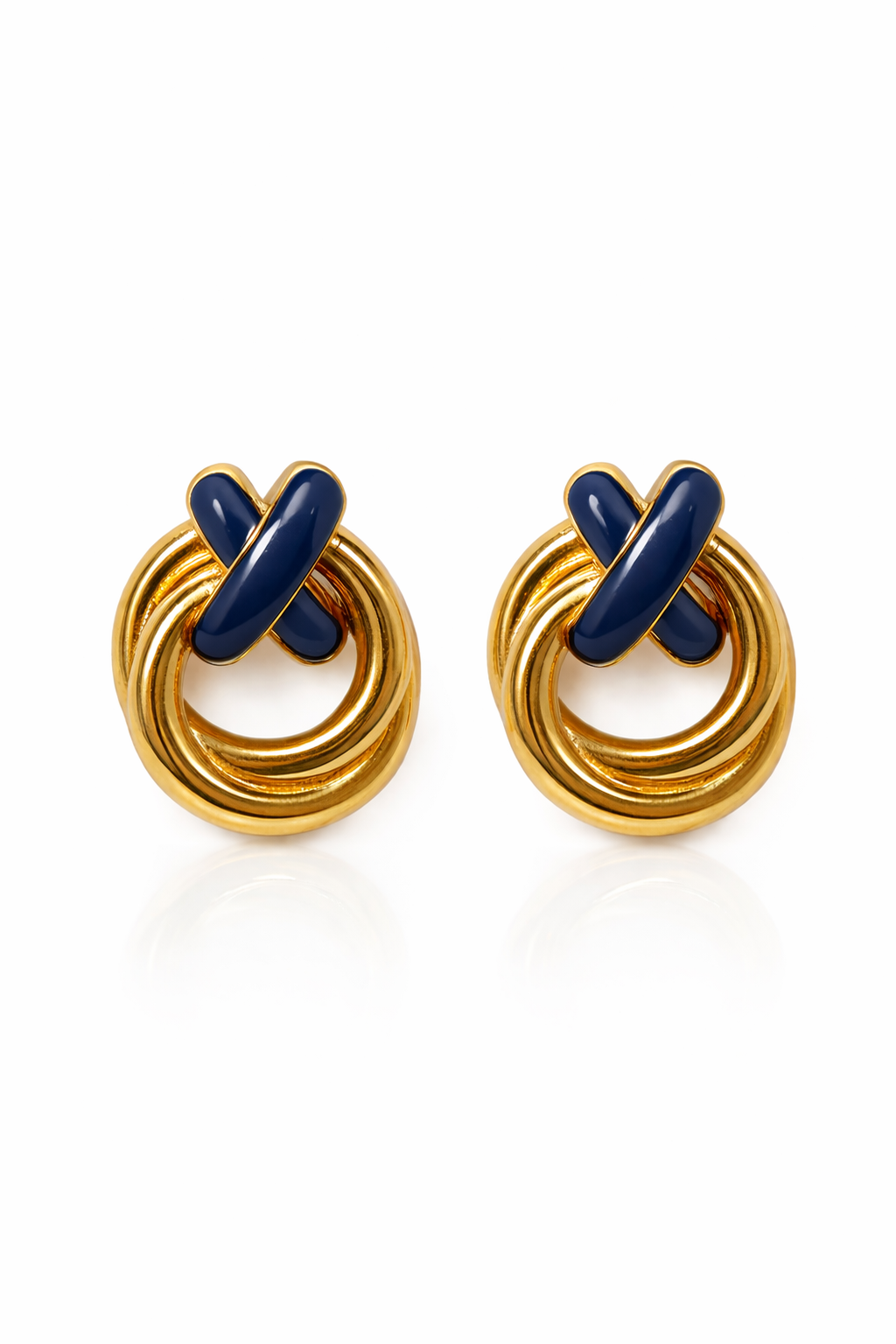 "X" navy blue x gold